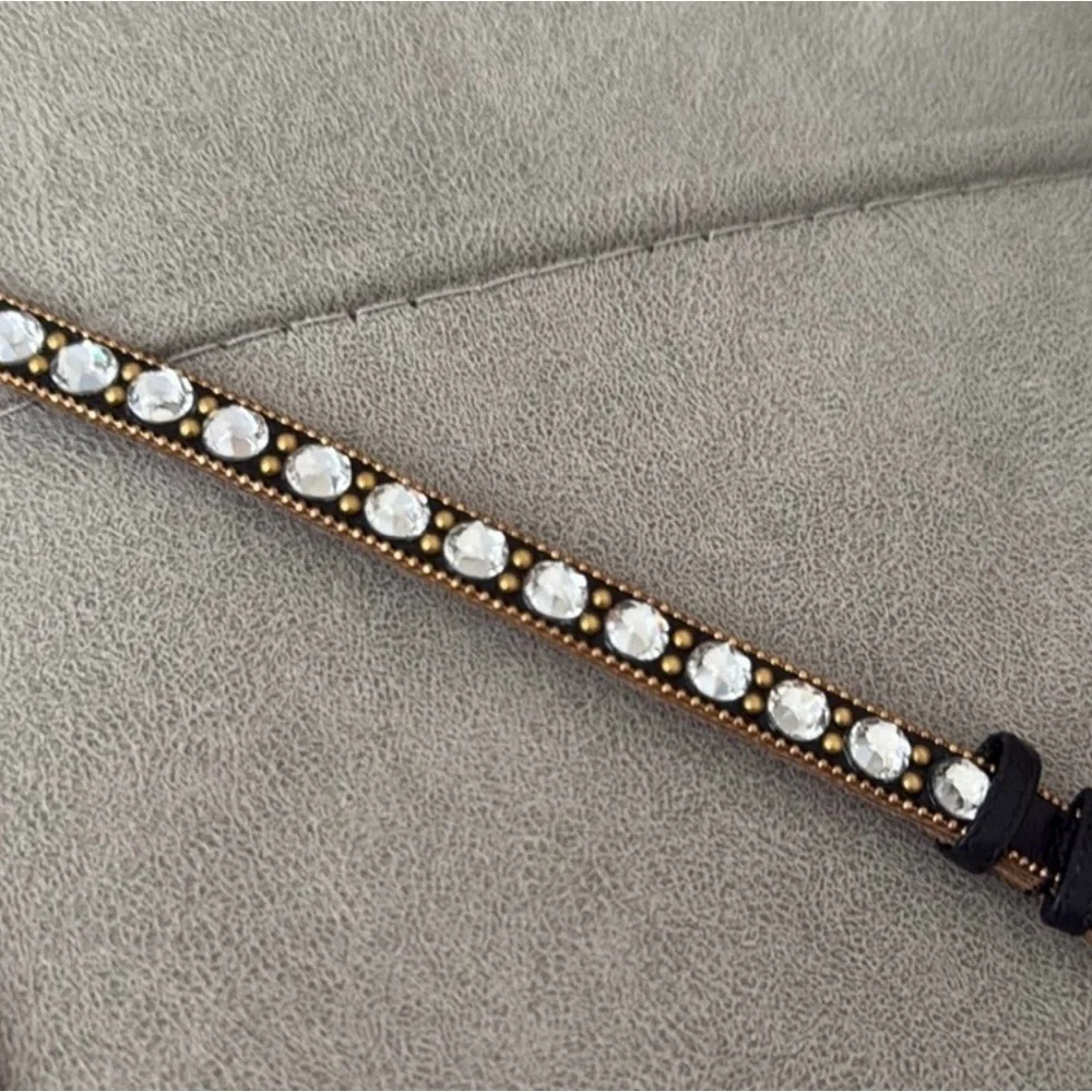Gucci Calfskin Crystal Embellished Double G Choker Necklace Black - Picture 6 of 13